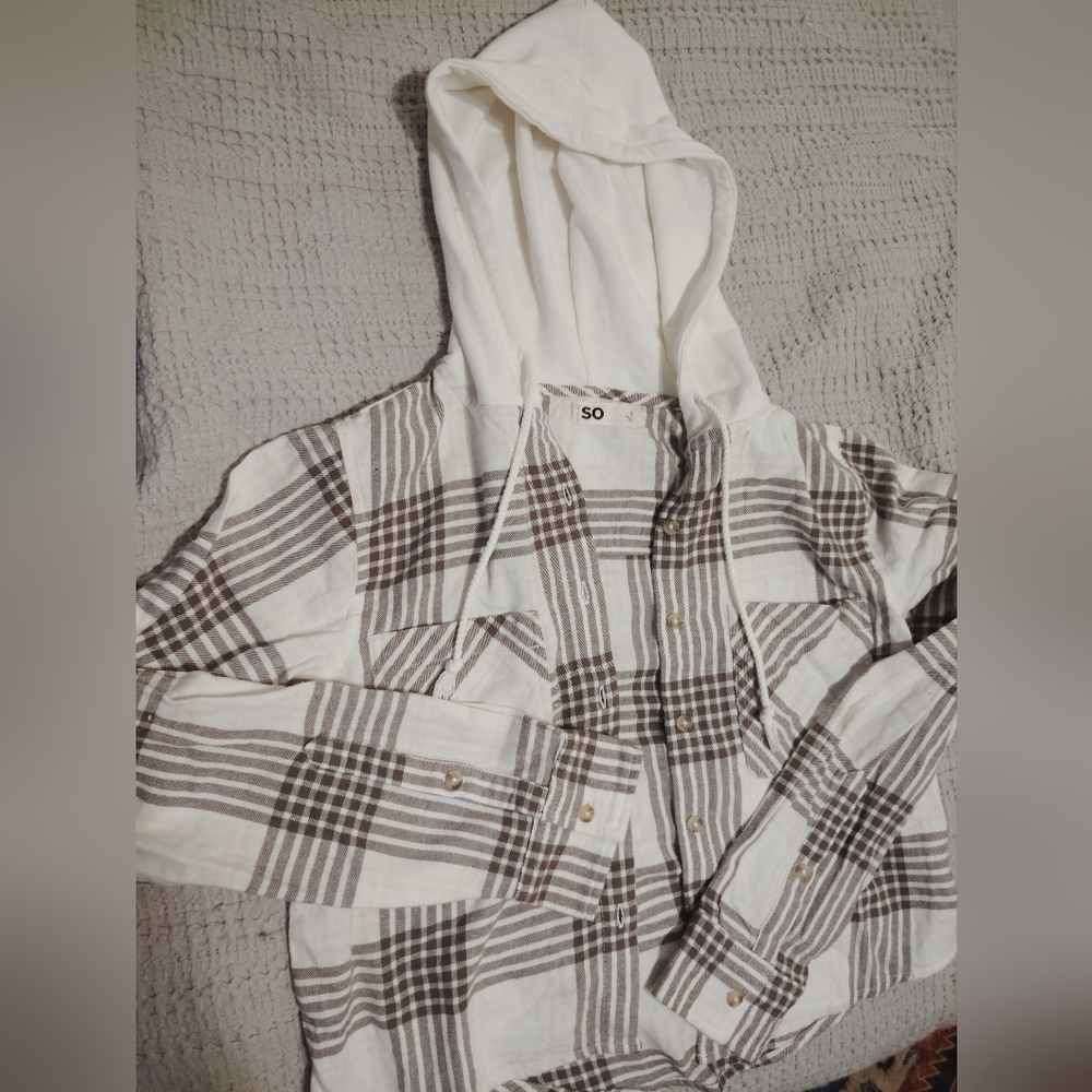 Kohl's Brown and White Striped Shirt